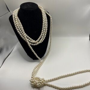 4 foot long costume jewelry faux pearls 1 Long continuous Strand Costume Jewelry